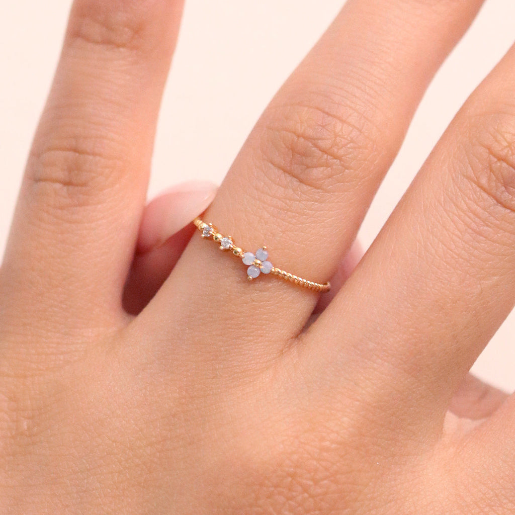 Moonstone Flower Ring